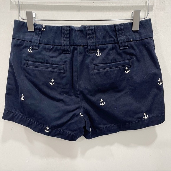 J. Crew Cotton Chino Broken-In Shorts Navy Blue Embroidered Anchor Size 0 - Picture 2 of 7